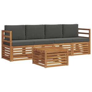 vidaXL Ensemble de canapés d'extérieur 5 pc Naturel et Anthracite