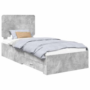 vidaXL Cadre de lit Gris béton 70 x 190 cm Bois d'ingénierie