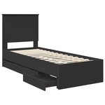 vidaXL Cadre de lit avec tiroir Noir 75 x 190 cm Bois Ingénierie