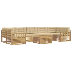 vidaXL Ensemble de canapés d'extérieur 8 Pièces Blanc et Beige