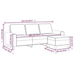 vidaXL Canapé à 3 places avec repose-pieds Jaune clair 180 cm Tissu