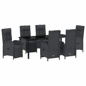 vidaXL Ensemble de salle à manger pour jardin 7 pc Noir polyrotin