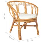 vidaXL Chaise à diner avec coussin marron clair Rotin naturel et lin