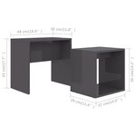 Vidaxl ensemble de tables basses gris brillant 48x30x45 cm aggloméré