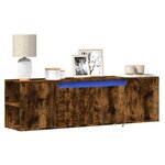 vidaXL Meuble TV mural avec lumières LED chêne fumé 135x31x39 5 cm