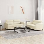 vidaXL Ensemble de canapés 2 Pièces avec coussins Crème Similicuir