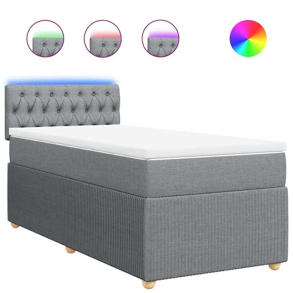 vidaXL Sommier à lattes de lit avec matelas Gris clair 100x200cm Tissu