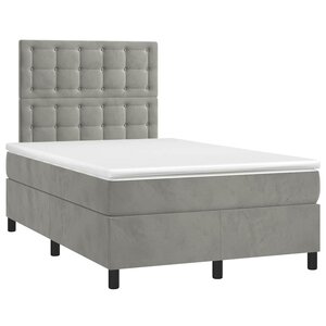 vidaXL Sommier à lattes de lit et matelas gris clair 120x190cm velours
