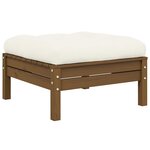vidaXL Salon de jardin 3 Pièces avec coussins crème bois de pin massif
