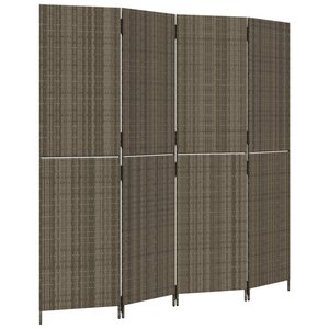 vidaXL Cloison de séparation 4 panneaux gris résine tressée