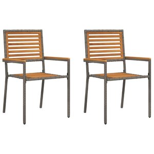 vidaXL Chaises empilables de jardin 2 pc Marron et gris