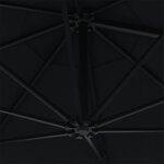 vidaXL Parasol mural avec mât en métal 300 cm Noir