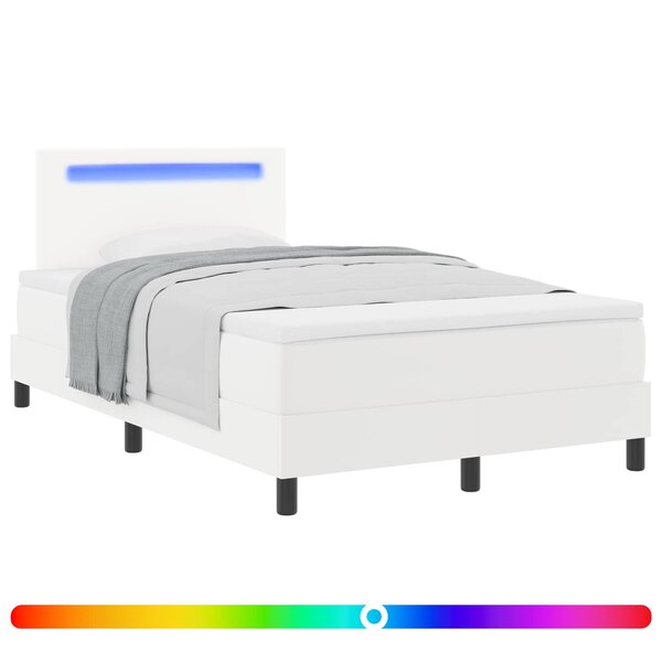 vidaXL Lit à ressorts avec matelas Blanc 120 x 200 cm Simili cuir