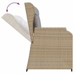 vidaXL Banc inclinable de jardin avec coussins beige résine tressée