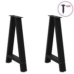 vidaXL Pieds de table à manger en forme de A 2 pièces noir 50 x (72-73) cm acier