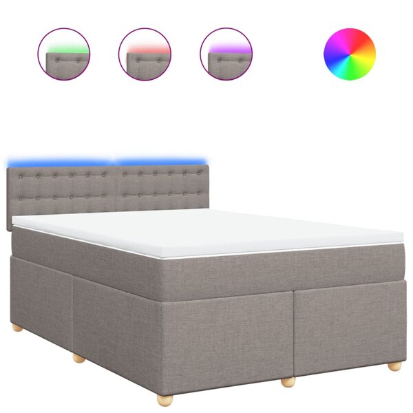 vidaXL Sommier à lattes de lit avec matelas Taupe 140x190 cm Tissu