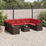 vidaXL Salon de jardin 10 Pièces avec coussins marron résine tressée