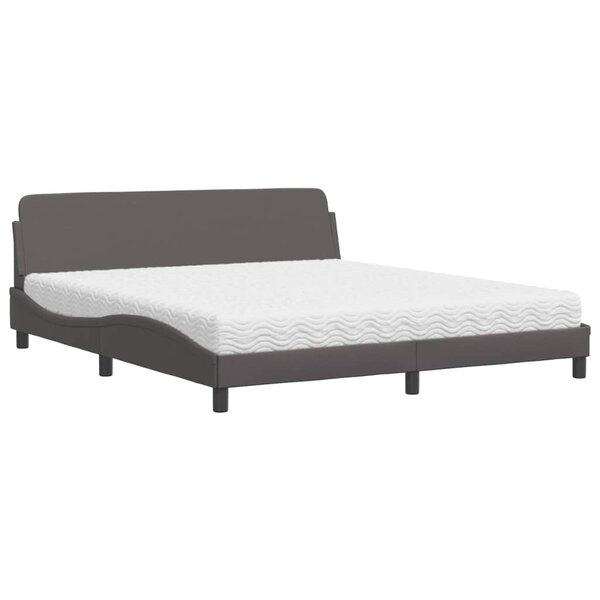vidaXL Lit avec matelas Dover gris 180x200 cm similicuir