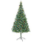 vidaXL Sapin de Noël artificiel pré-éclairé et pommes de pin 210 cm