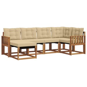 vidaXL Ensemble de canapés d'extérieur 6 Pièces Naturel et Beige