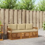 vidaXL Ensembles de canapés 3 pc Naturel et Beige Bois d'Acacia Massif