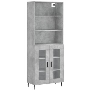 vidaXL Buffet haut Gris béton 69 5x34x180 cm Bois d'ingénierie