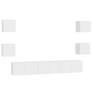 vidaXL Ensemble de meubles TV 7 Pièces Blanc Bois d'ingénierie