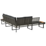 vidaXL Canapé de jardin avec coussins en forme de L gris rotin acacia