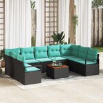 vidaXL Ensemble de canapé de jardin 10 Pièces Noir Poly rotin