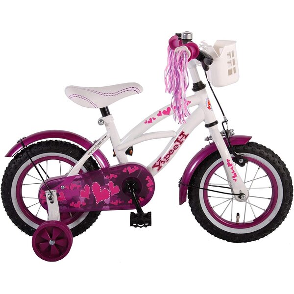 Volare 61209 - Vélo enfant Heart Cruiser 12 pouces blanc violet