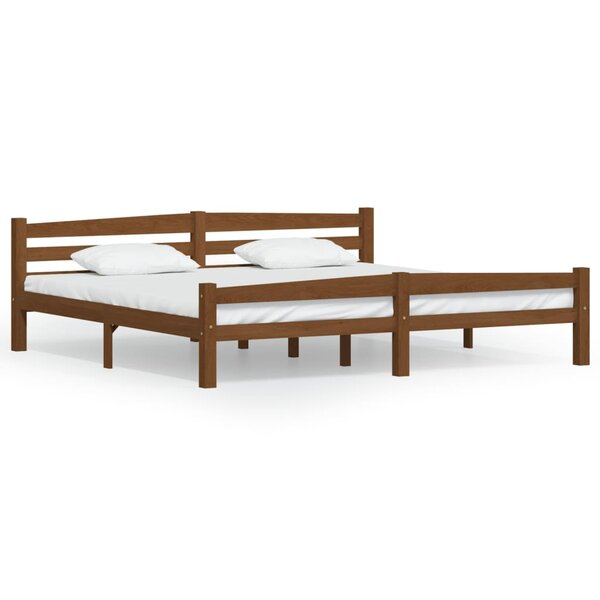 vidaXL Cadre de lit sans matelas marron miel bois pin massif 200x200cm