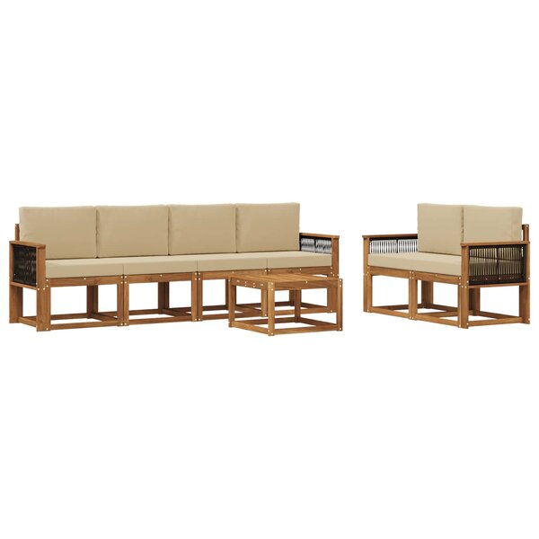 vidaXL Ensemble de canapés d'extérieur 6 pc Naturel