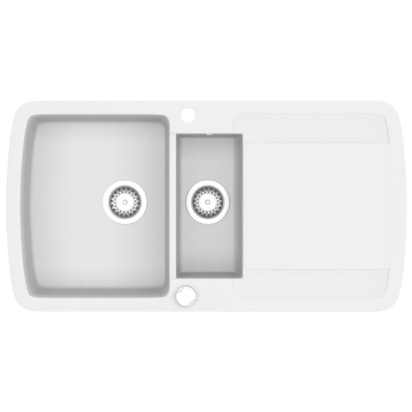vidaXL Évier de cuisine Granit Double lavabo Blanc
