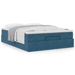 vidaXL Cadre de lit ottoman avec matelas bleu foncé 140x190 cm velours