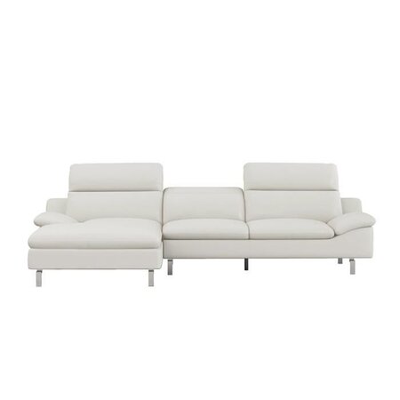 Canapé d'angle droit fixe 3 places RODEO - Cuir Blanc creme - L 299 x P 170 x H 72 cm