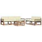 vidaXL Ensemble de canapés d'extérieur 6 Pièces Naturel et Crème