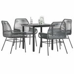 vidaXL Ensemble à manger jardin coussins 5 Pièces gris poly rotin verre