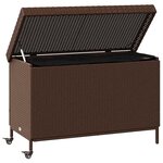vidaXL Boîte de rangement de jardin et roues marron résine tressée