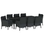 vidaXL Ensemble de salle à manger pour jardin 9 pc Noir polyrotin