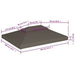 vidaXL Toile supérieure de belvédère 2 niveaux 310 g/m² 4x3 m Taupe