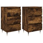vidaXL Tables de chevet 2 Pièces chêne fumé 40x35x69 cm bois ingénierie