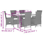 vidaXL Ensemble à manger de jardin et coussins 7 Pièces beige poly rotin