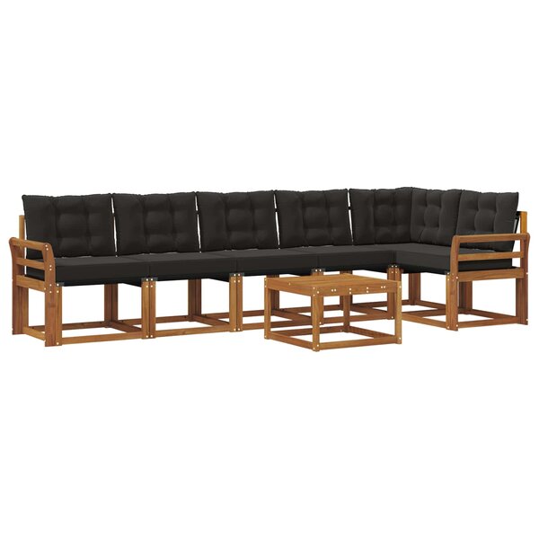 vidaXL Ensemble de canapés d'extérieur 7 pc Naturel et Noir