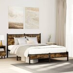 vidaXL Cadre de lit en métal sans matelas chêne fumé 140x200 cm