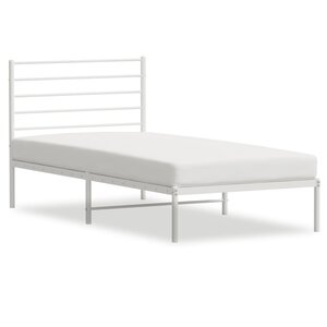 vidaXL Cadre de lit métal sans matelas et tête de lit blanc 107x203 cm