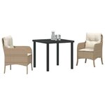 vidaXL Ensemble de salle à manger pour jardin 3 Pièces Beige Poly rotin