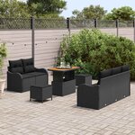 vidaXL Ensemble de canapé de jardin 8 Pièces Noir polyrotin