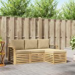 vidaXL Ensemble de canapés d'extérieur 4 Pièces Blanc et Beige Polyester