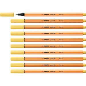 Feutre à pointe fine point 88  jaune clair x 10 STABILO