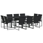 vidaXL Ensemble à manger de jardin 11 Pièces noir textilène